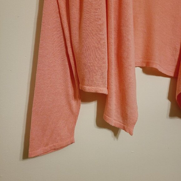 J. Jill | Salmon Pink Cascading Open Cardigan Sweater (Size Large Petite) - Picture 7 of 13